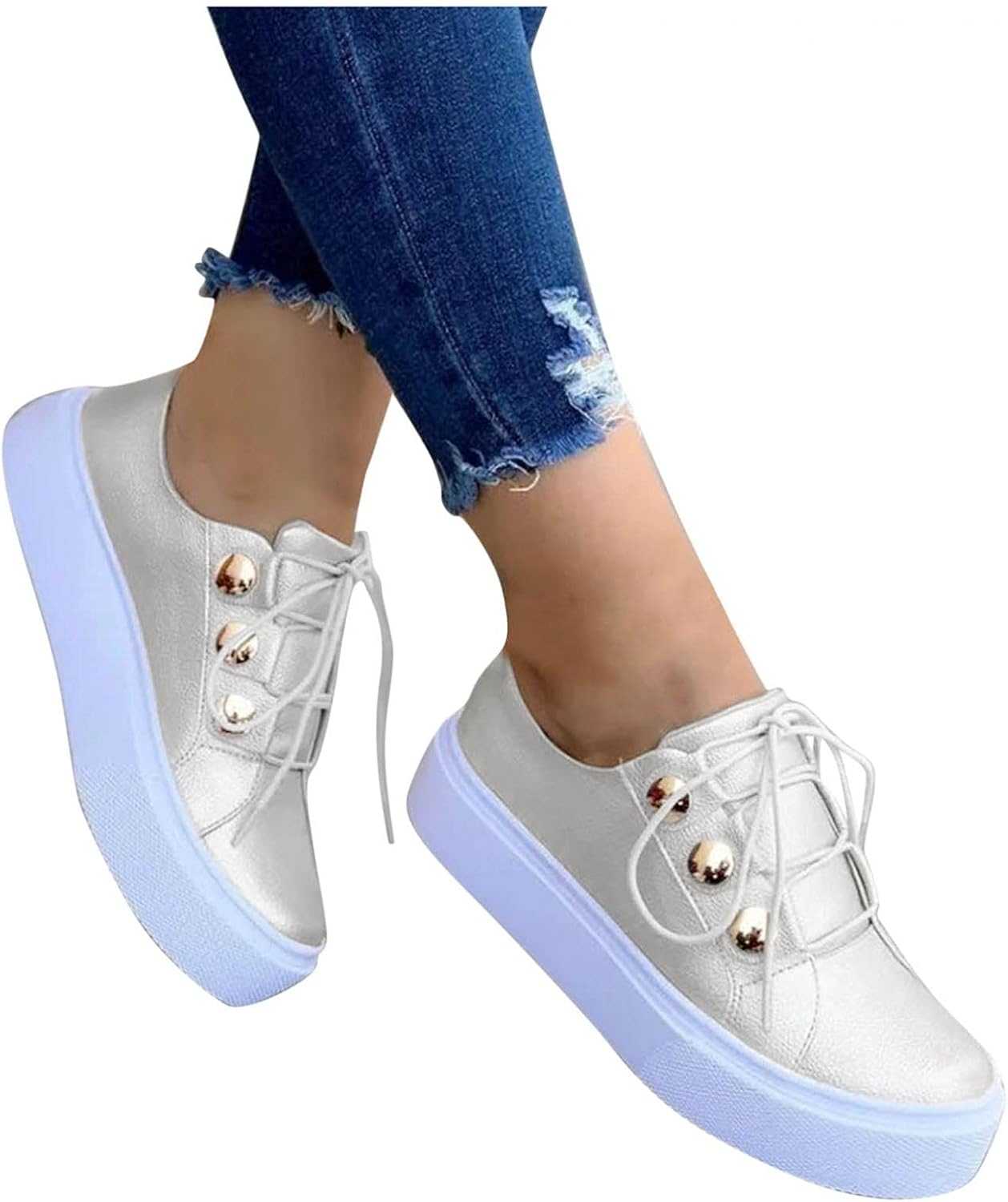 

Женские модные кроссовки Hbeylia на платформе, повседневные кожаные с шнуровкой, с массивной подошвой, высокие каблуки, обувь без застежки на низком ходу, прогулочные туфли, низкие кеды, спортивная обувь для бега для девушек, белый