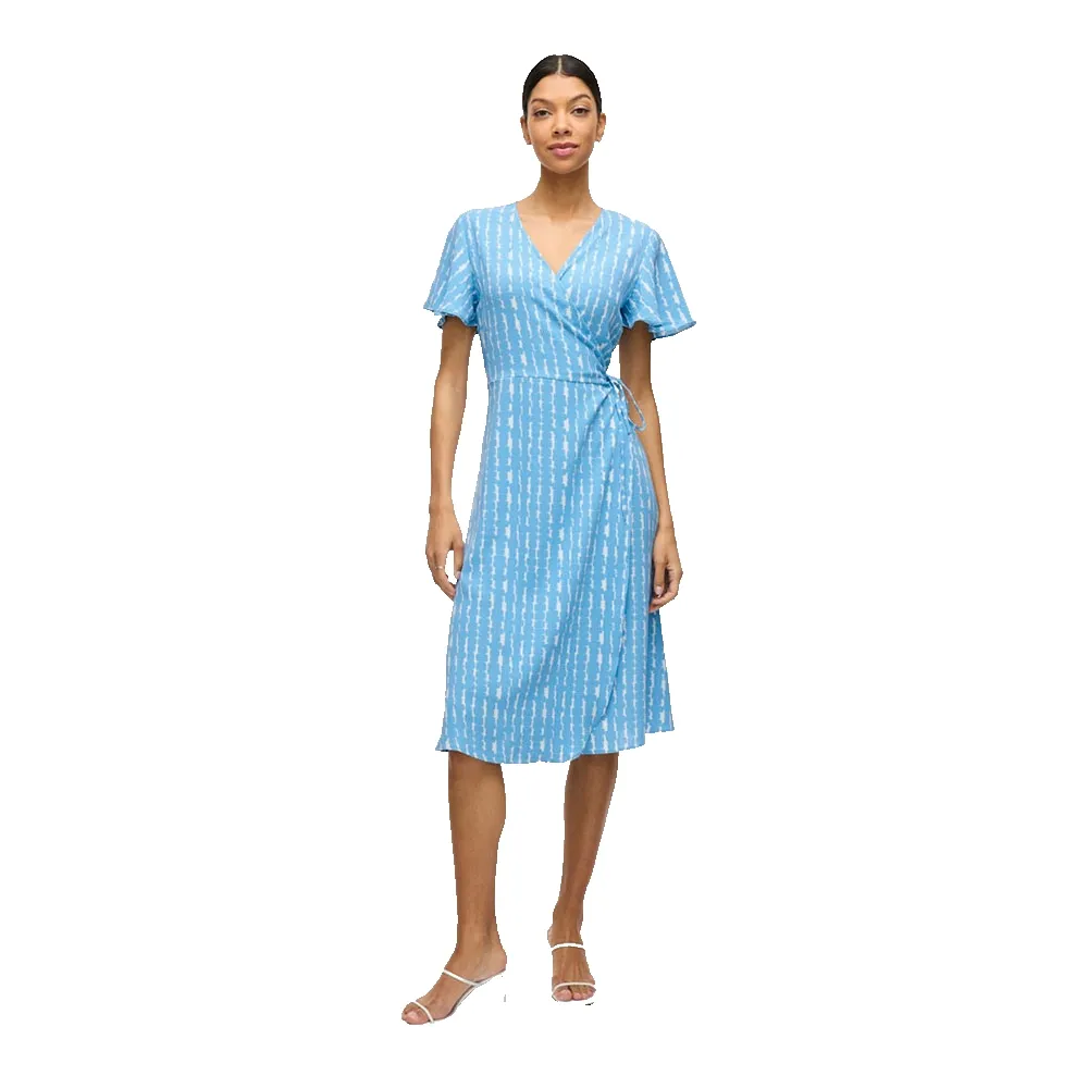 

Платье Vila Lovie Wrap short sleeve midi, синий