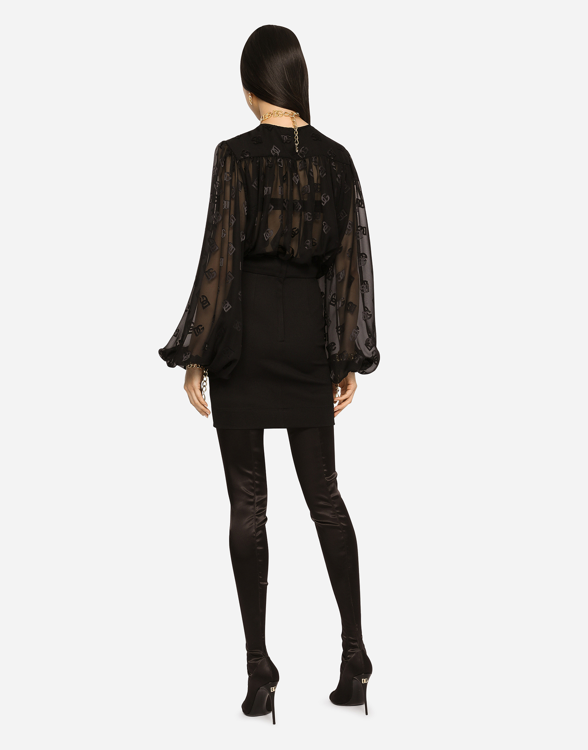 Мини-юбка из трикотажа milano с логотипом dg Dolce & Gabbana, черный — фото 3