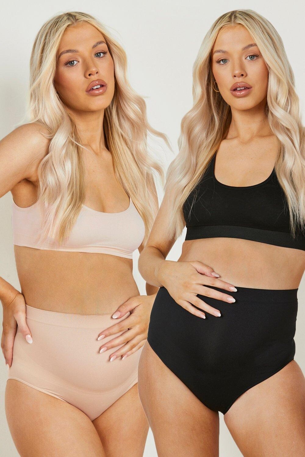 

Комплект бесшовных поддерживающих трусов для беременных, 2 шт. boohoo, черный