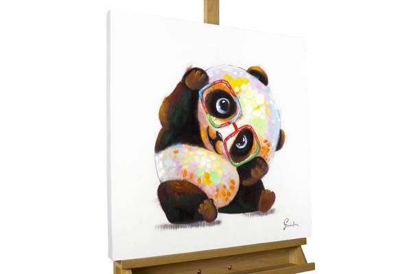 

Акриловая картина ручной работы KUNSTLOFT Hipster Panda, многоцветный