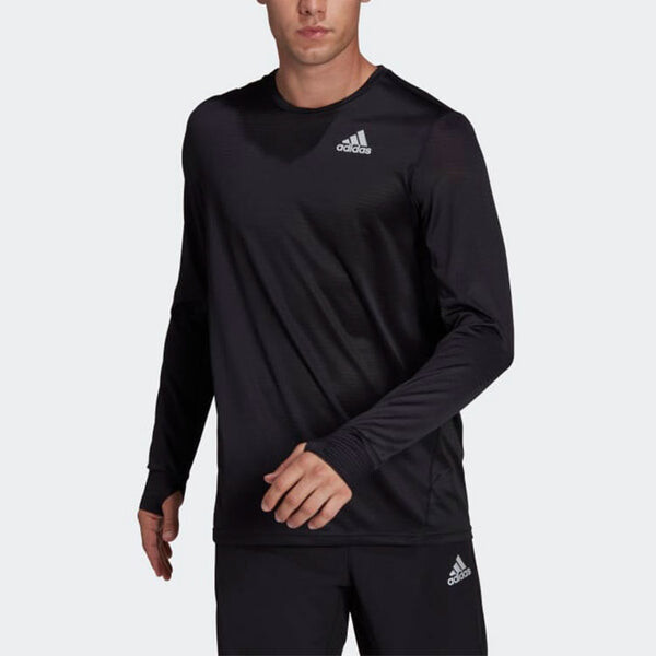 Футболка Men's adidas Solid Color Logo Printing Reflective Slim Fit Long Sleeves Black T-Shirt, мультиколор — фото 2