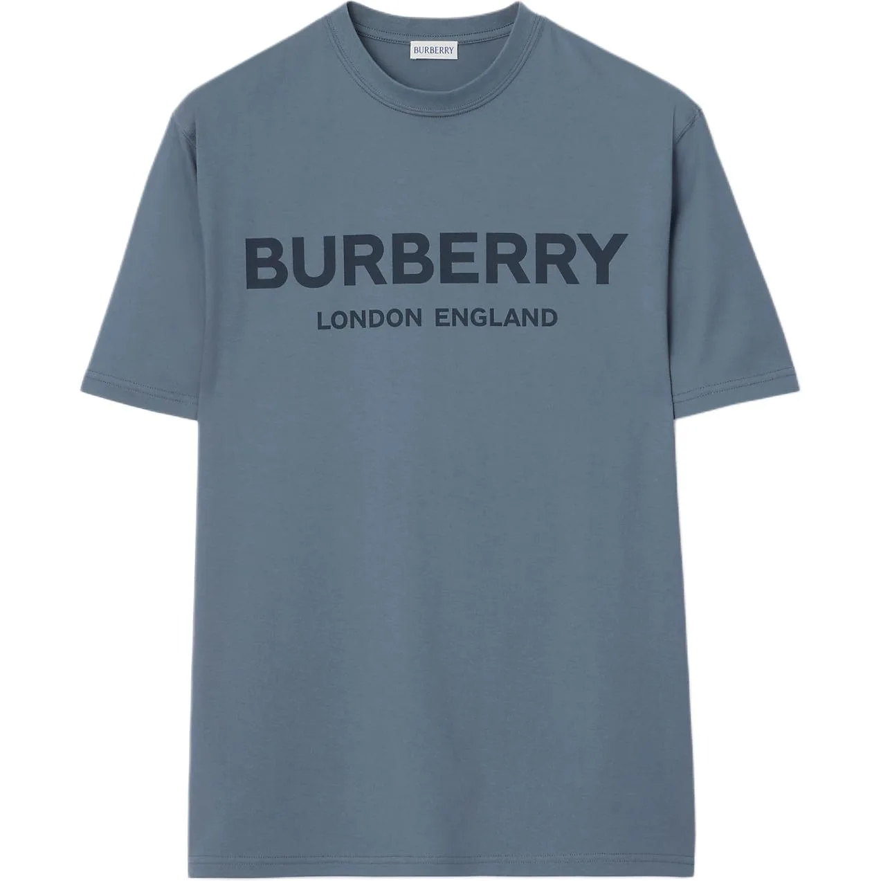 Футболка Burberry Men's Carbon синий Crew Neck Moderate Straight Fit, летняя, голубой
