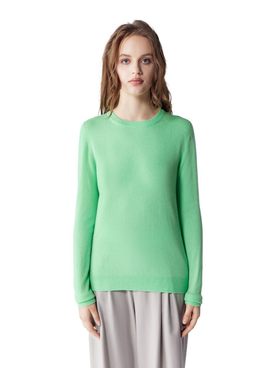 

Женский базовый кашемировый свитер с круглым вырезом Gobi Cashmere, Green-green ash