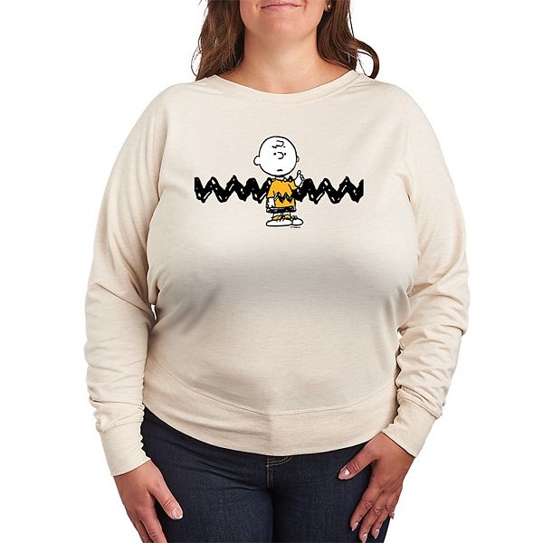 

Футболка с длинным рукавом Plus size Peanuts Charlie Brown в рубчик Licensed Character, Beige