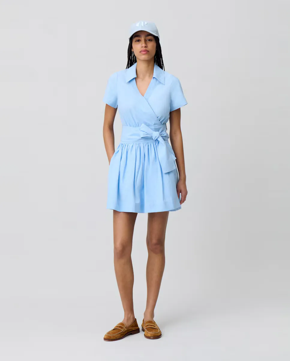 

Короткое платье с поясом Claudie Pierlot, светло-голубой