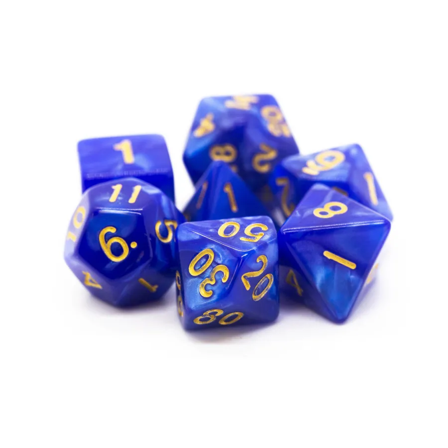 

Полисетка синего цвета с золотом (7), Acrylic-Resin Dice - Pearl Drop