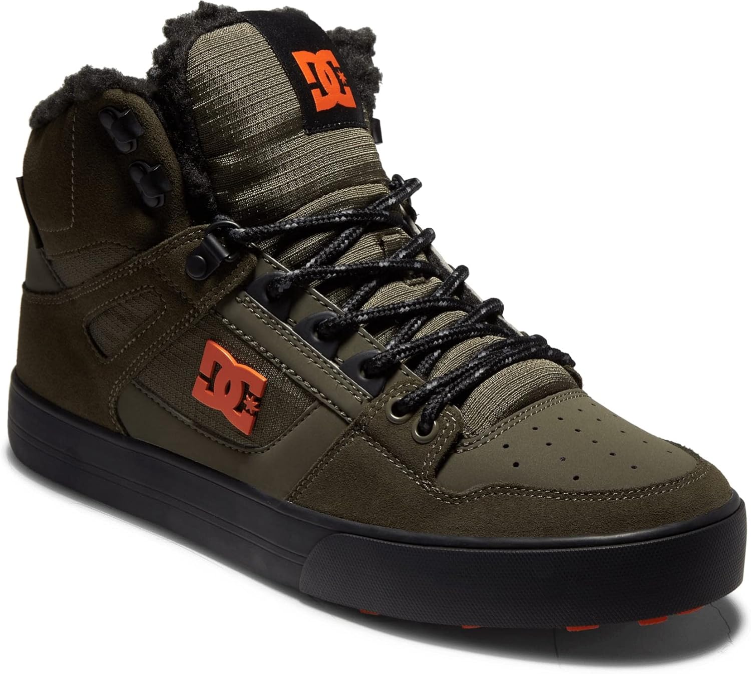 Мужские высокие кеды для скейтборда DC Men's Pure DC Shoes, оливковый/оранжевый — фото 2