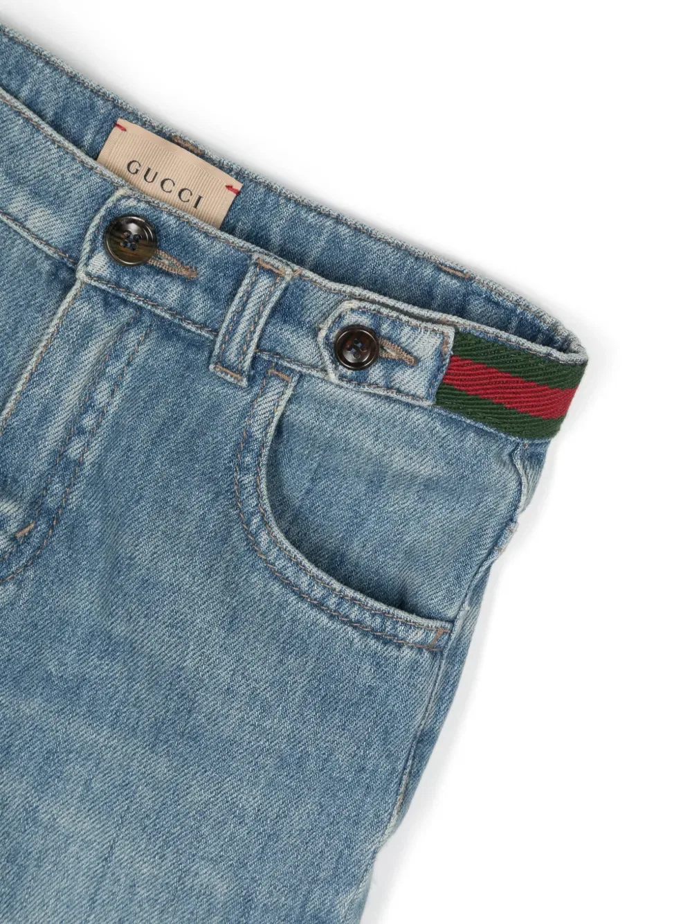 Прямые джинсы Web-stripe Gucci Kids, синий — фото 3