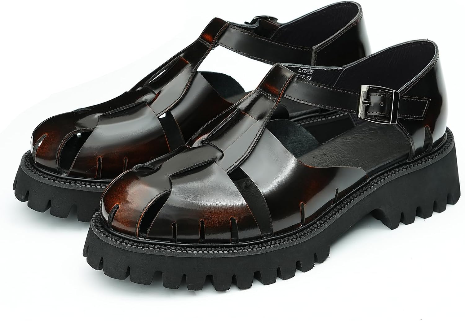 

Мужские кожаные сандалии neweyesee - верх из полированной натуральной телячьей кожи, сандалии-рыбаки, регулируемый ремешок, подошва из резиновой смеси, комфортные и стильные, идеально подходят для лета и повседневной носки, коричневый