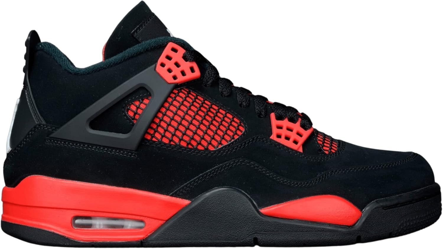 

Air Jordan Mens Air 4 Retro, Black/White-Red