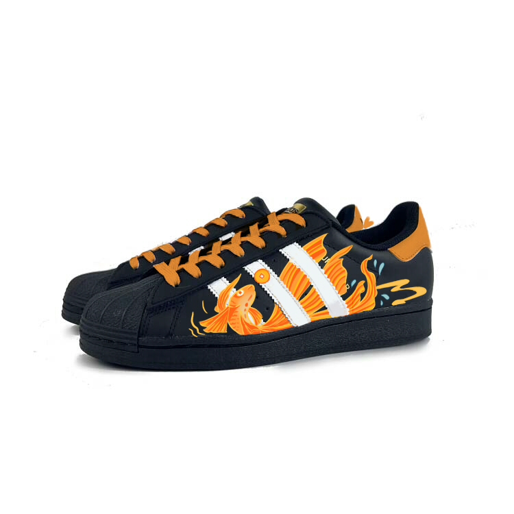 SUPERSTAR Противоскользящие Кроссовки Низкие Унисекс Черные Оранжевые Adidas Originals — фото 3