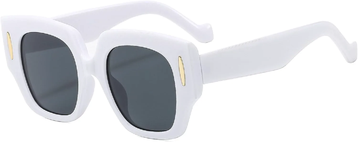 

Модные большие квадратные солнцезащитные очки для женщин, коричневые очки с защитой от УФ-излучения UV400, мужские солнцезащитные очки N45 mincl, 2pcs-black&white