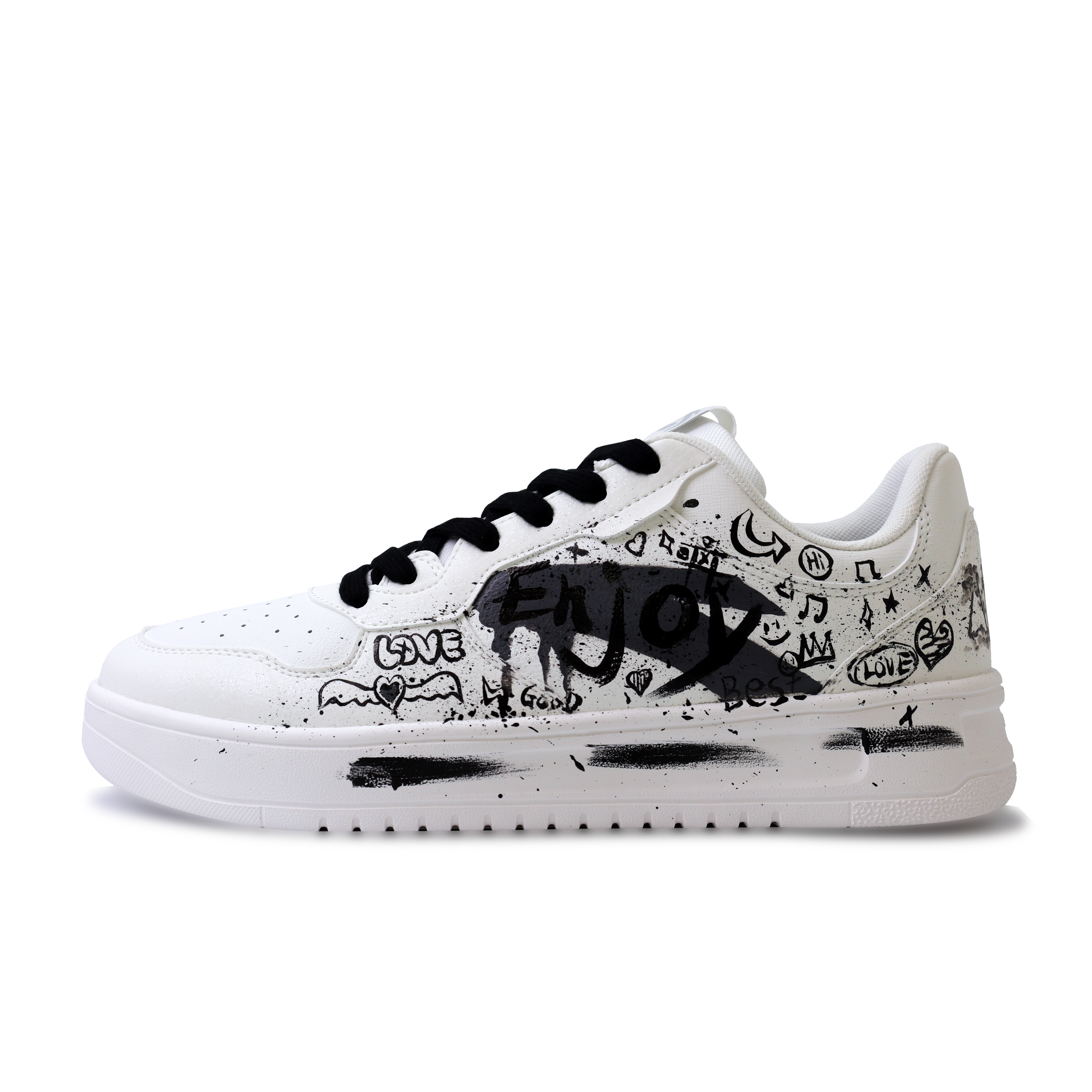 

ANTA Кроссовки Relaxed Slip Resistant Shock Absorbers Lightweight Low Top Skateboard Shoes Men's White Black