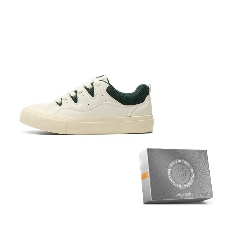 

HACKBUTEER Низкие скейтерские кроссовки мужские в коробке бежево-зеленые, цвет Beige Green