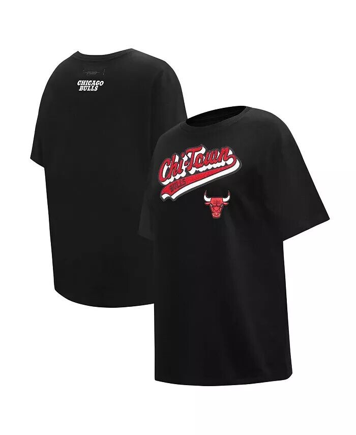 

Черная женская футболка бойфренда Chicago Bulls Script Pro Standard, черный