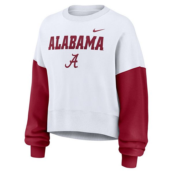 Женский белый оверсайз кроп-свитшот Alabama Crimson Tide с цветными блоками Nike — фото 3