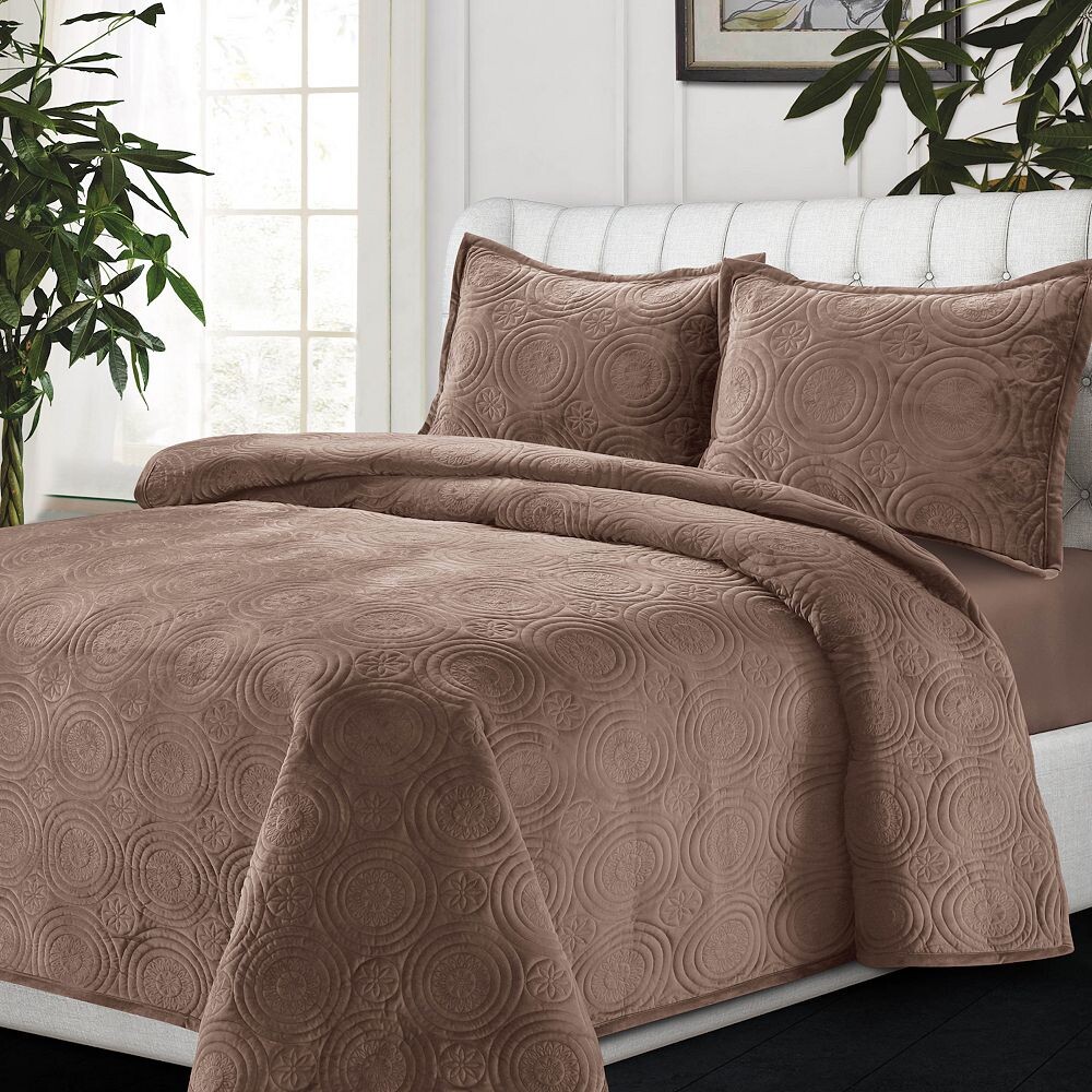 

Большой бархатный комплект одеял Tribeca Living Capri Medallion, белый