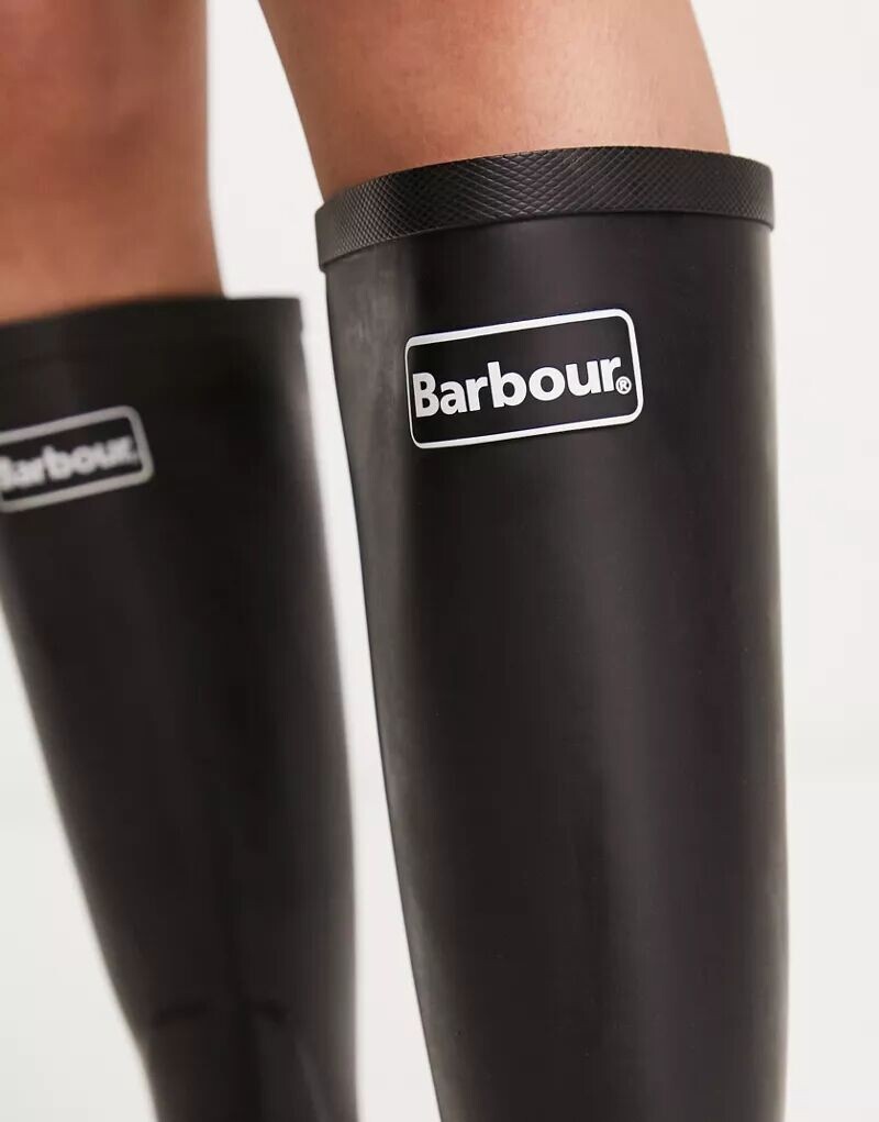 Резиновые женские сапоги Barbour с логотипом, черный — фото 3