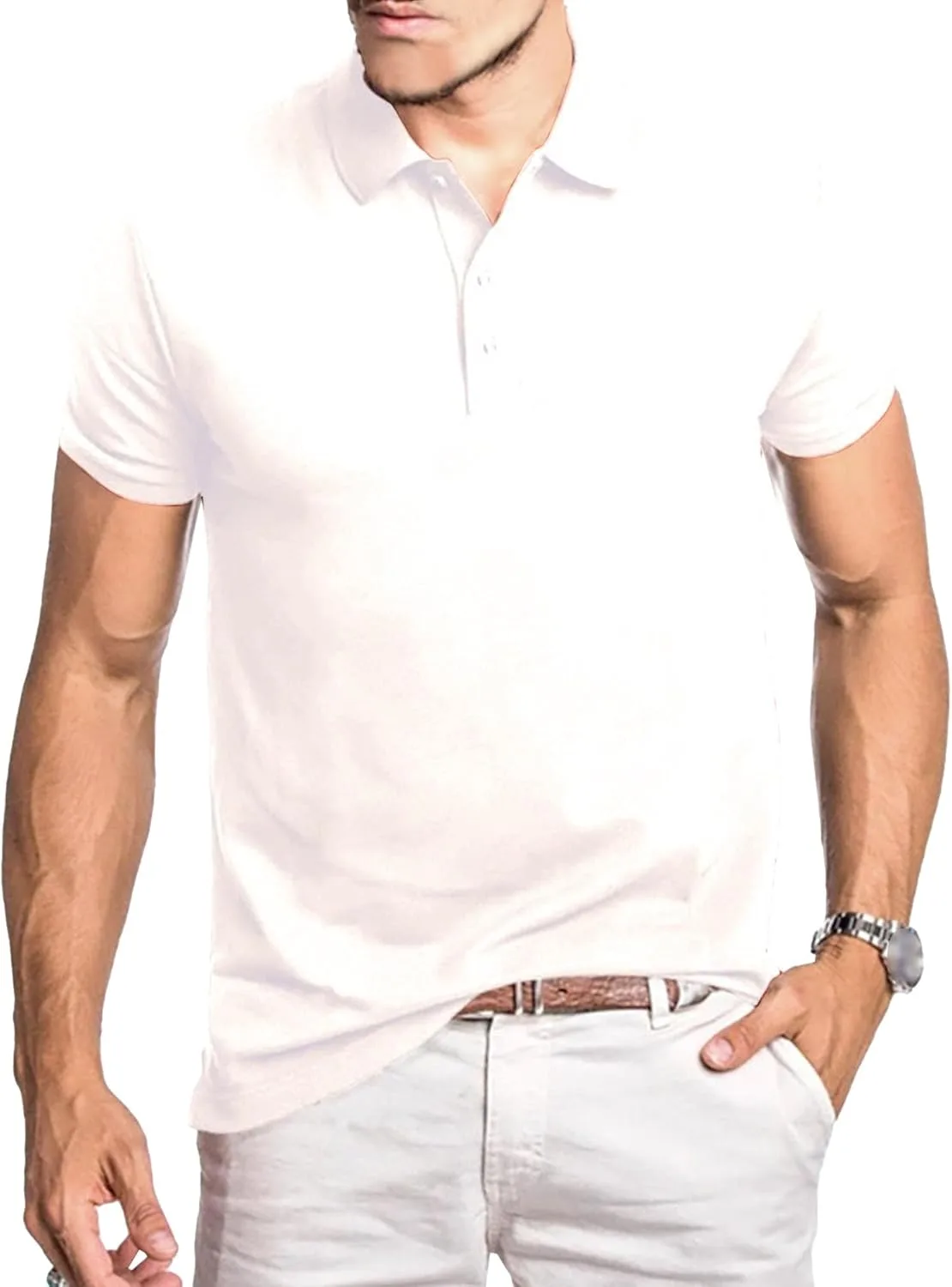 

Мужская футболка с коротким рукавом и отложным воротником VgueElegc