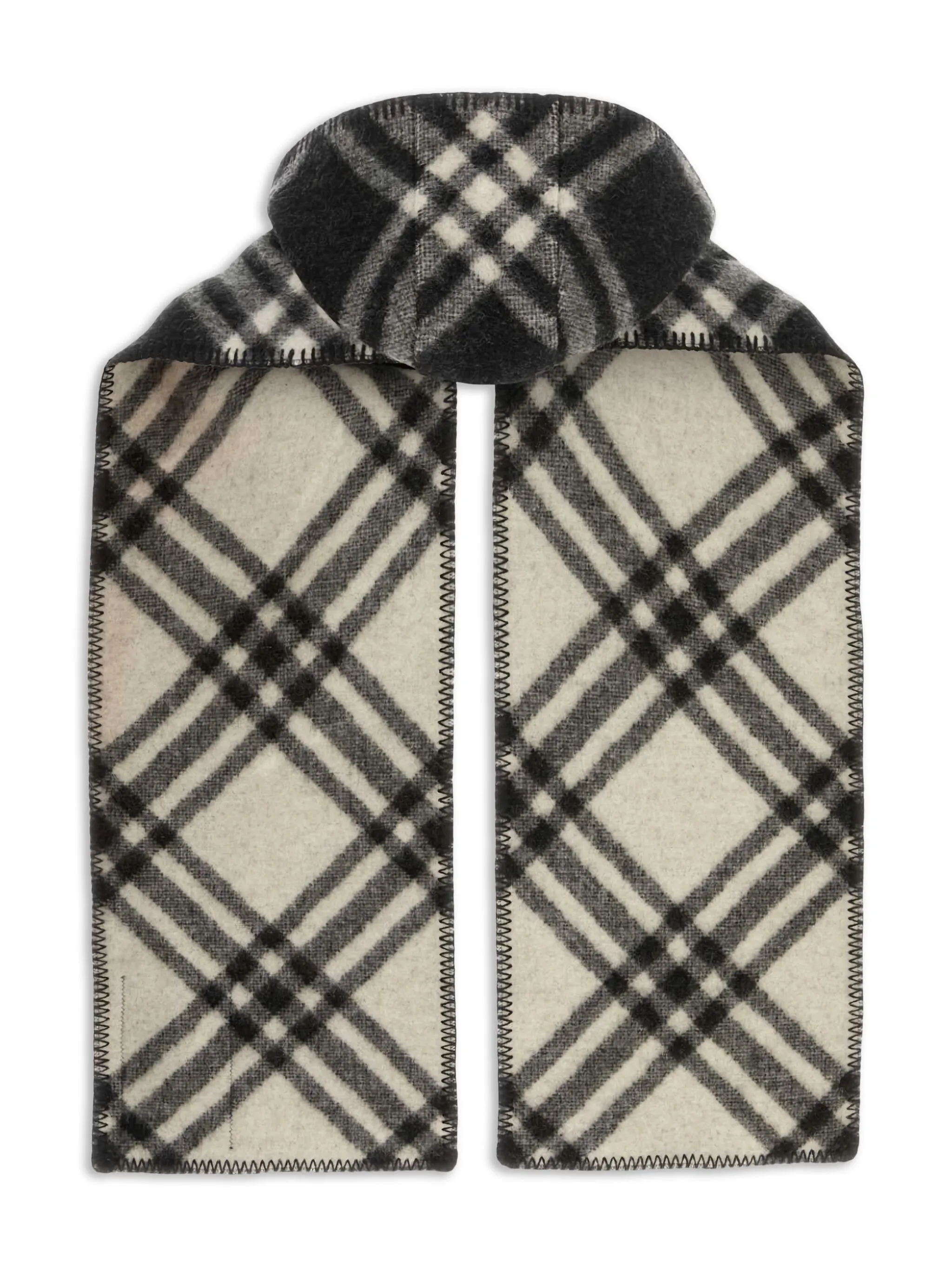 Шерстяной шарф в клетку Burberry, черный — фото 2