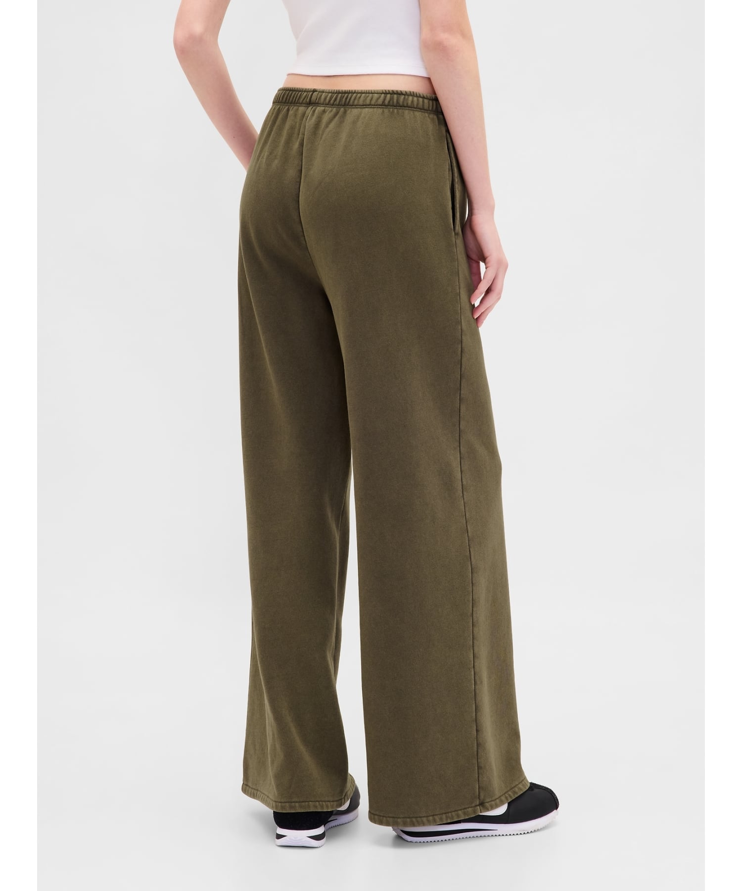 (W) Винтажные мягкие широкие спортивные штаны свободного кроя GAP, BLACK_MOSS_WASH — фото 4