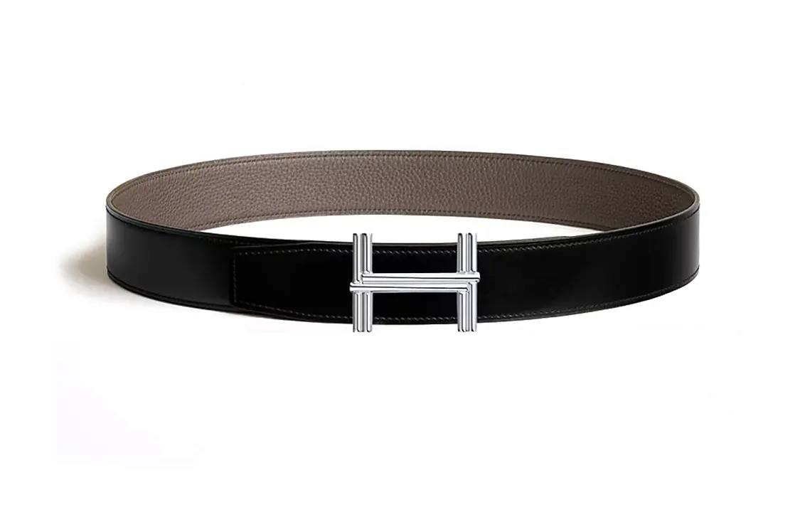 

Ремень из телячьей кожи Togo с пряжкой, мужской, черный, ширина 3.8 см HERMES