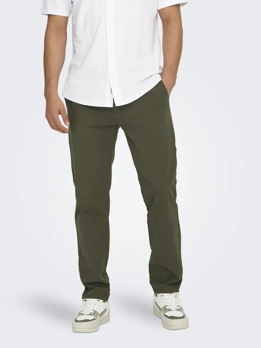 

Брюки-чиносы ONLY & SONS "ONSFREE REGULAR 0183 PANT NOOS", оливковый