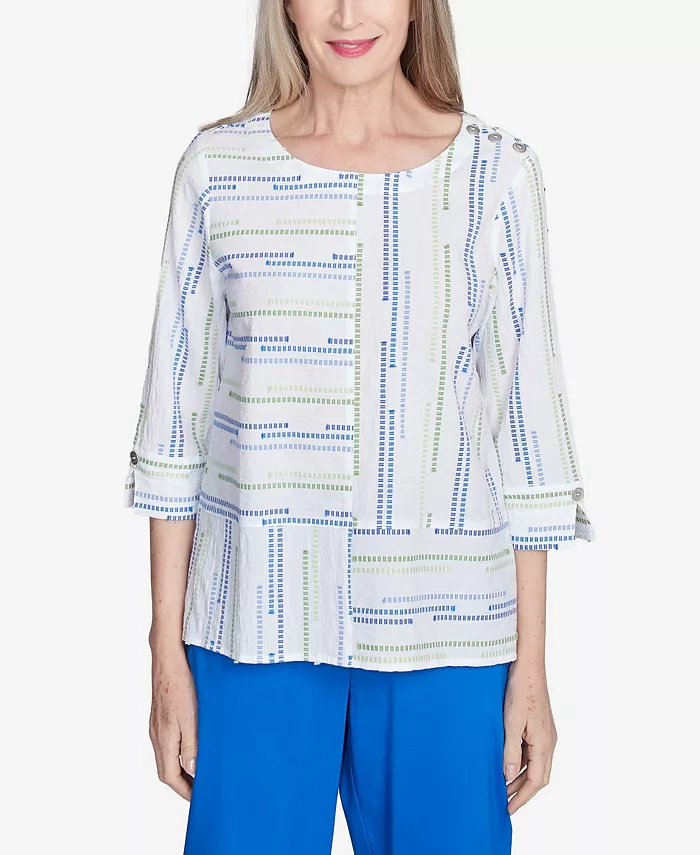 

Женский топ Parrot Cay Spliced ​​Textured Jacquard Alfred Dunner, мультиколор