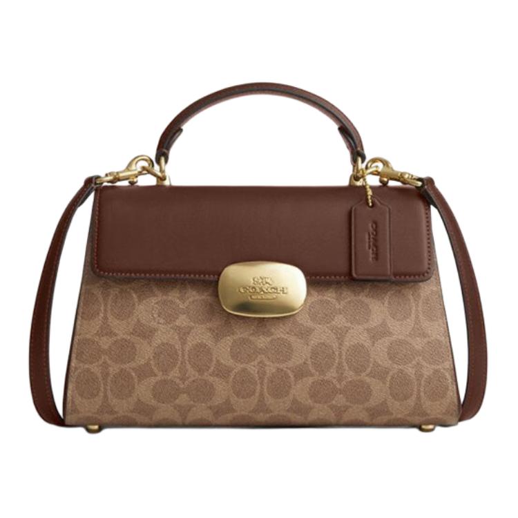 

COACH Элайза искусственная кожа женская большая коричневая сумка через плечо, Chestnut