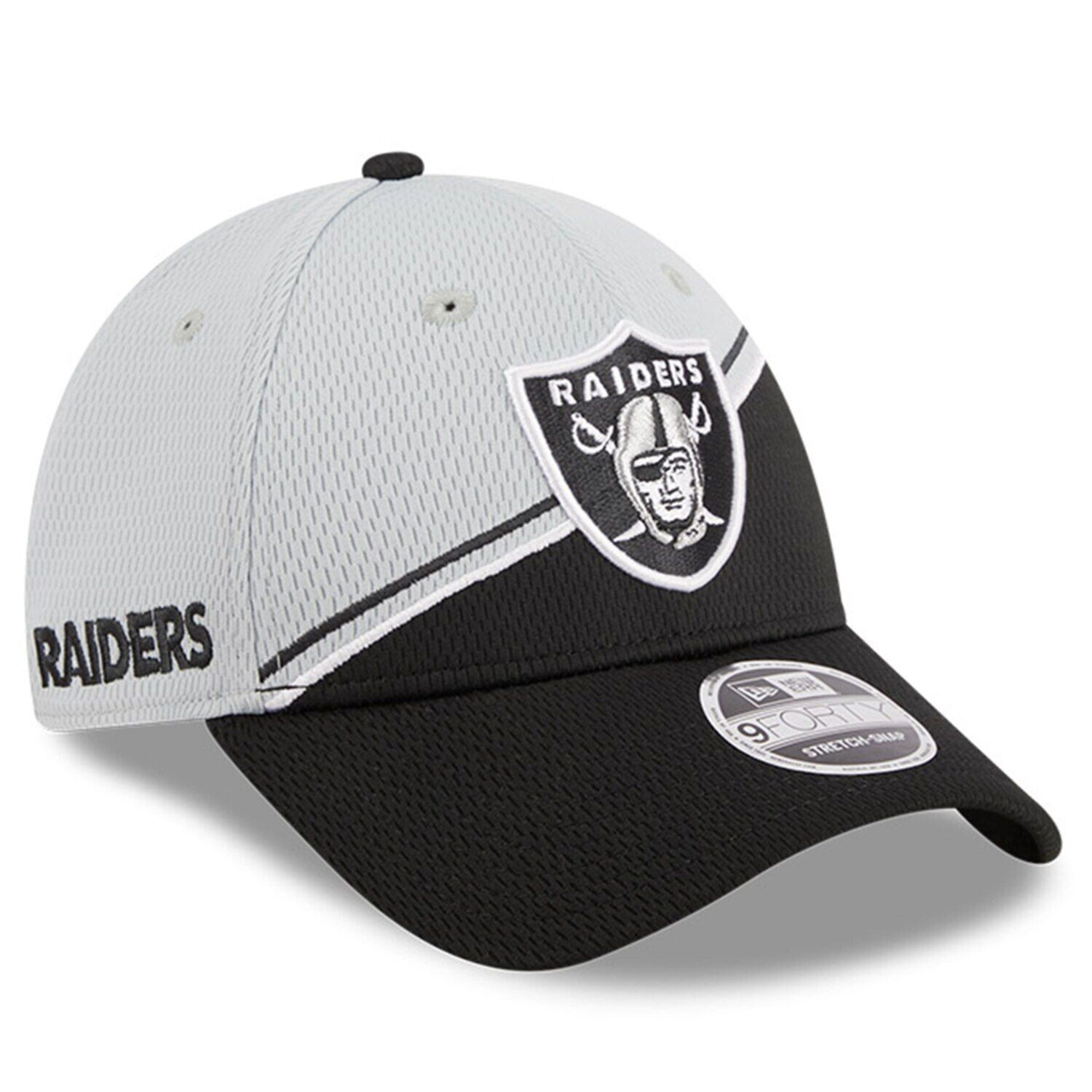 

Мужская регулируемая кепка New Era серого/черного цвета Las Vegas Raiders 2023 Sideline 9FORTY
