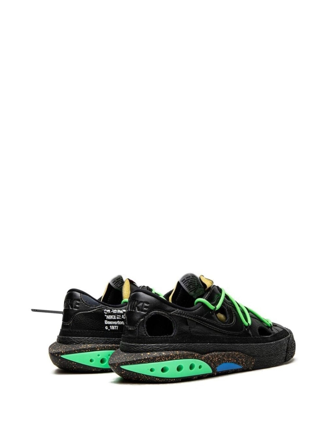 Кеды Blazer Low Black/Electro Green из коллаборации с Off-White Nike X Off-White, черный — фото 3