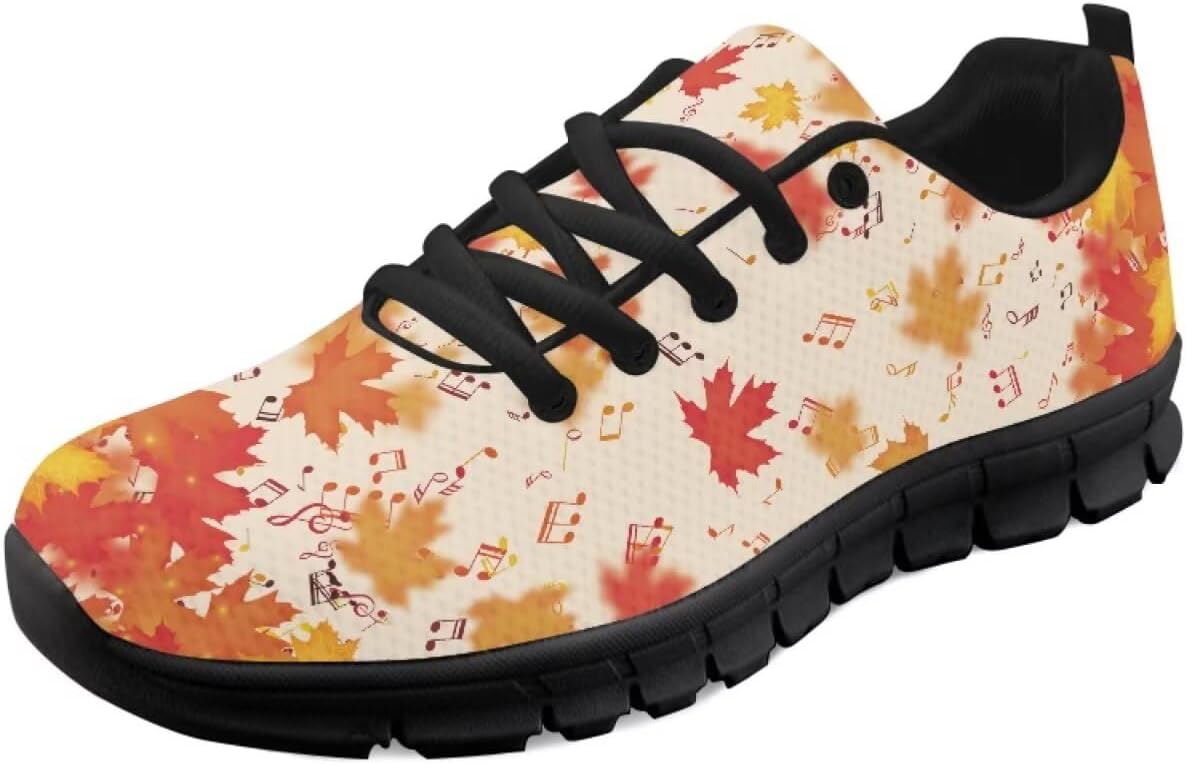 

Женские слипоны кроссовки для ходьбы, тенниса и бега, весенне-летние кроссовки с цветочным принтом, легкие для спортзала, путешествий и работы Getelinseng, Maple Music Note