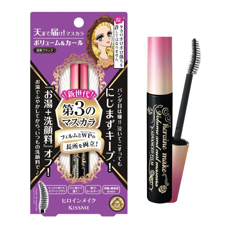 

Kiss Me Тушь для ресниц Heroine Make Volume Curl Advanced Film 6г. 01 угольно-черный, Jet Black