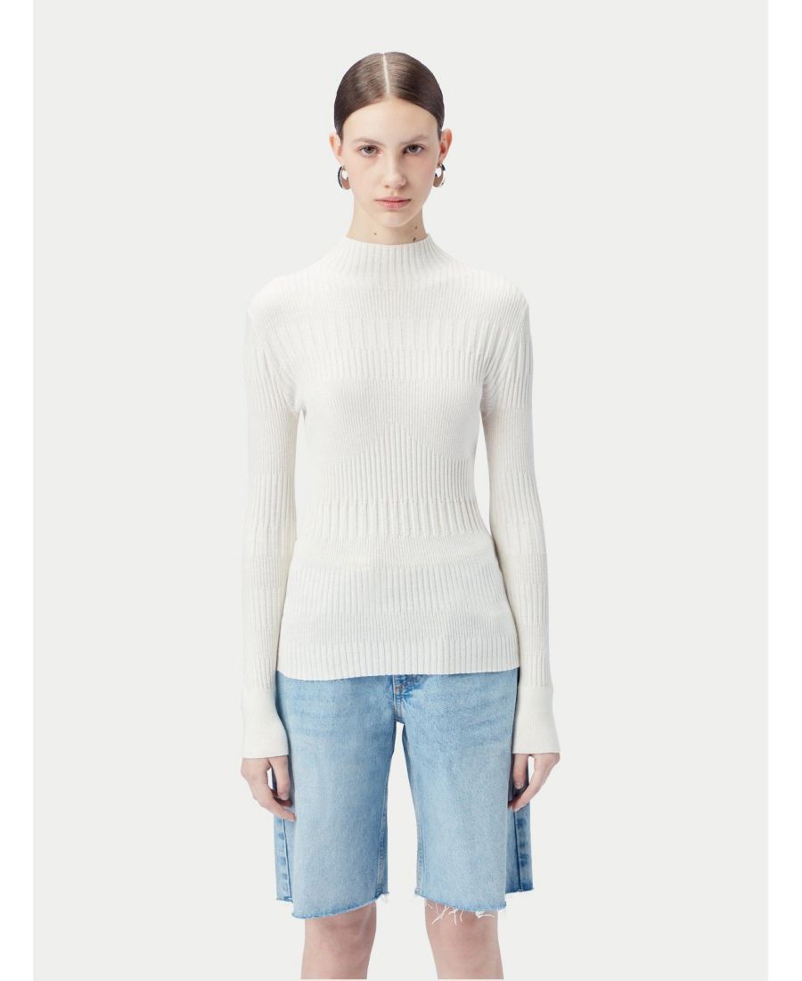 

Женский свитер с высоким воротником из ребристой ткани, сочетающей хлопок, шелк и кашемир Gobi Cashmere, No Color