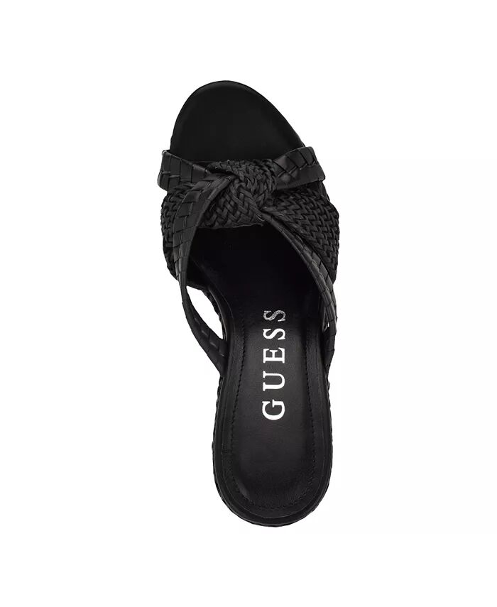 Женские босоножки Eveh Knotted Jute Wrapped Platform Wedge Sandals GUESS, черный — фото 4