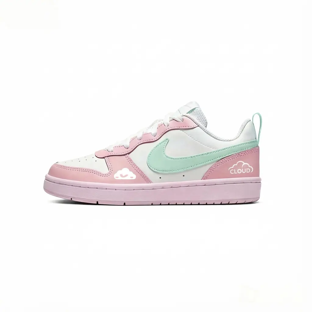 

Court Borough Cloud Island Sweet Dream Кожаные противоскользящие износостойкие низкие детские скейтборд-кроссовки Nike, розовый белый