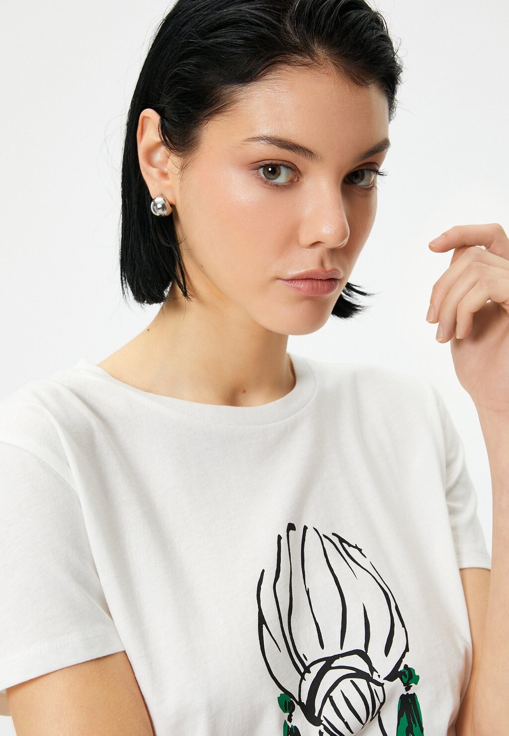 

Футболка с принтом Crew Neck Koton, белая