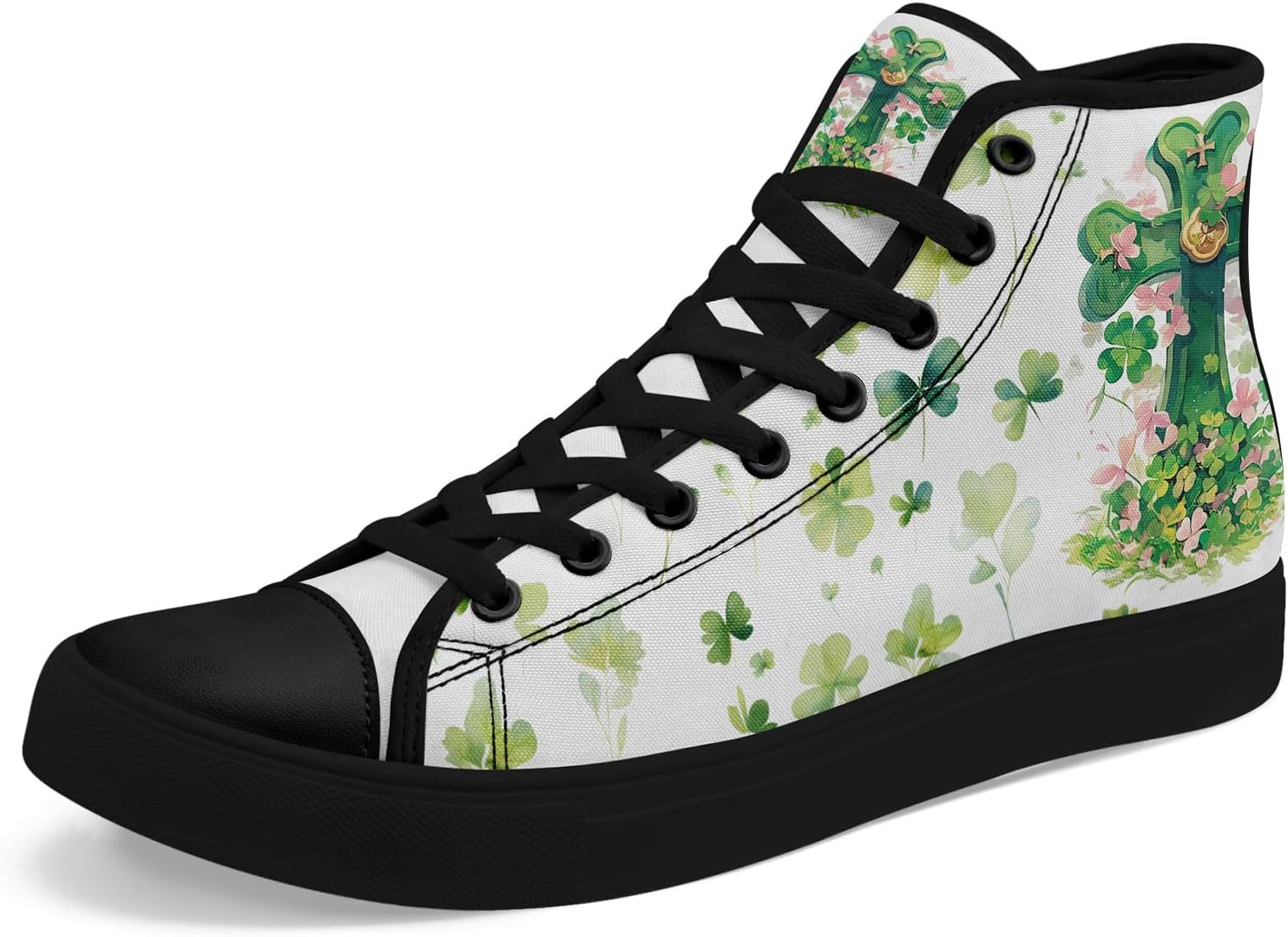 

Высокие кеды на шнуровке ко Дню Святого Патрика с принтом счастливого клевера и лепрекона, унисекс, легкие повседневные кроссовки для мужчин и женщин Awsole, черный/зеленый/розовый