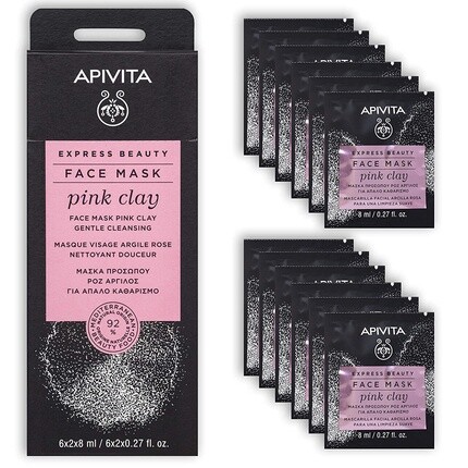 

Маска для лица APIVITA Express Beauty с розовой глиной, нежное очищающее средство, 12 пакетов, 0,27 жидких унций