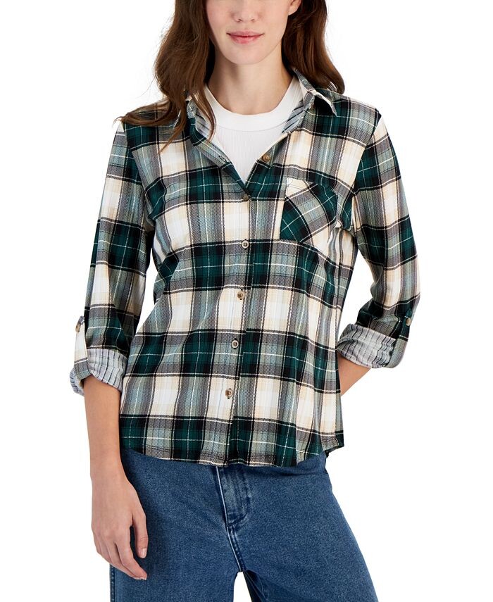 

Уютная трикотажная рубашка с клетчатым воротником для подростков Just Polly, мультиколор