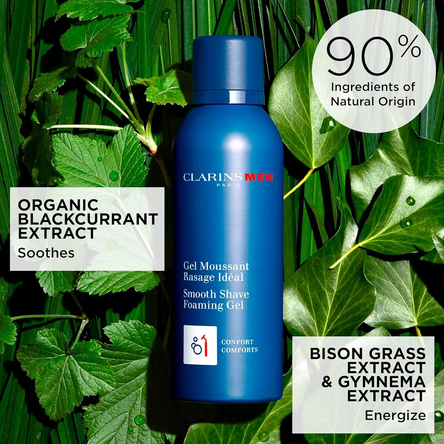 CLARINSMEN Smooth Shave Foaming Gel, увлажняющий гель для бритья, успокаивает и смягчает, тонизирует кожу, кондиционирует щетину, защищает от раздражения и порезов, 150 мл — фото 3