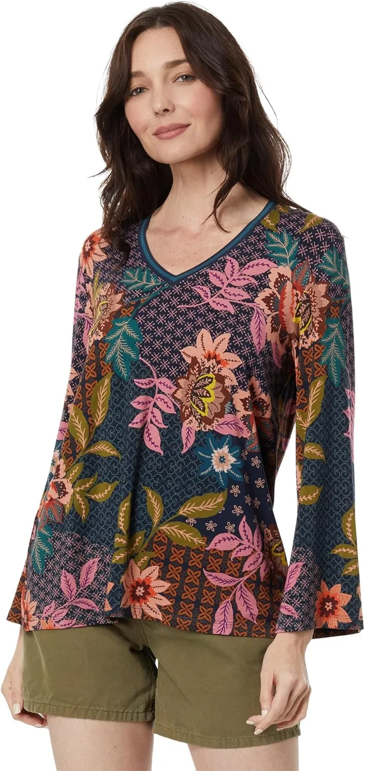 

Johnny Was Delfino V-образный вырез футболка с рукавом кимоно