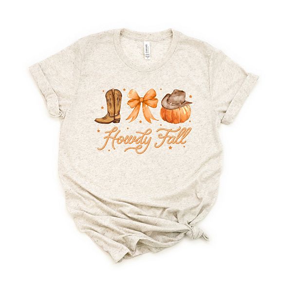 

Coquette howdy fall - женская футболка с коротким рукавом и принтом Simply Sage Market, Oatmeal, Серый, Coquette howdy fall - женская футболка с коротким рукавом и принтом Simply Sage Market, Oatmeal