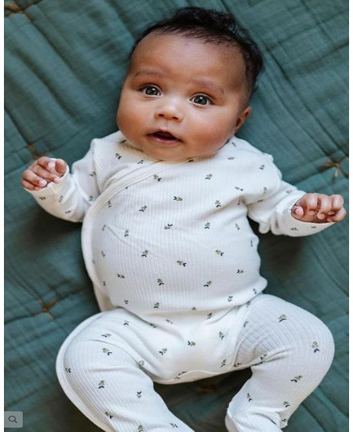 Унисекс хлопковый комбинезон с молнией и резинкой для малышей - Baby Ely's & Co., зеленый — фото 2