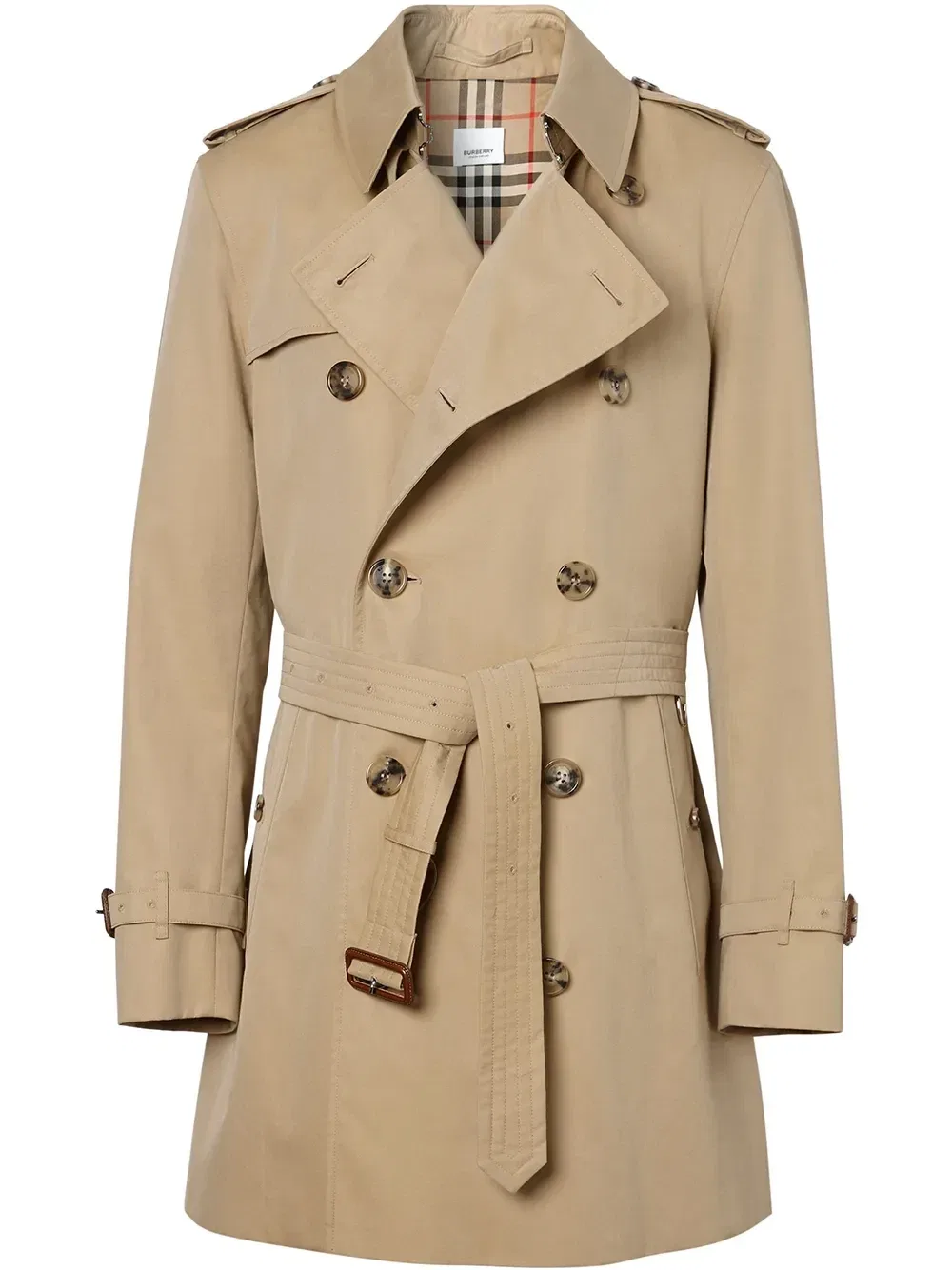 Тренч Burberry из габардина, классический крой, коричневый