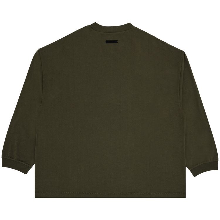 Футболка Fear of God Essentials Jersey Long-Sleeve Tee Military, зеленый — фото 2