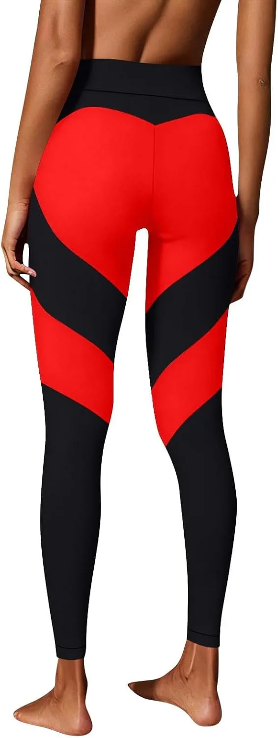 

Женские валентиновские леггинсы High Waisted Color Block для йоги Oplxuo