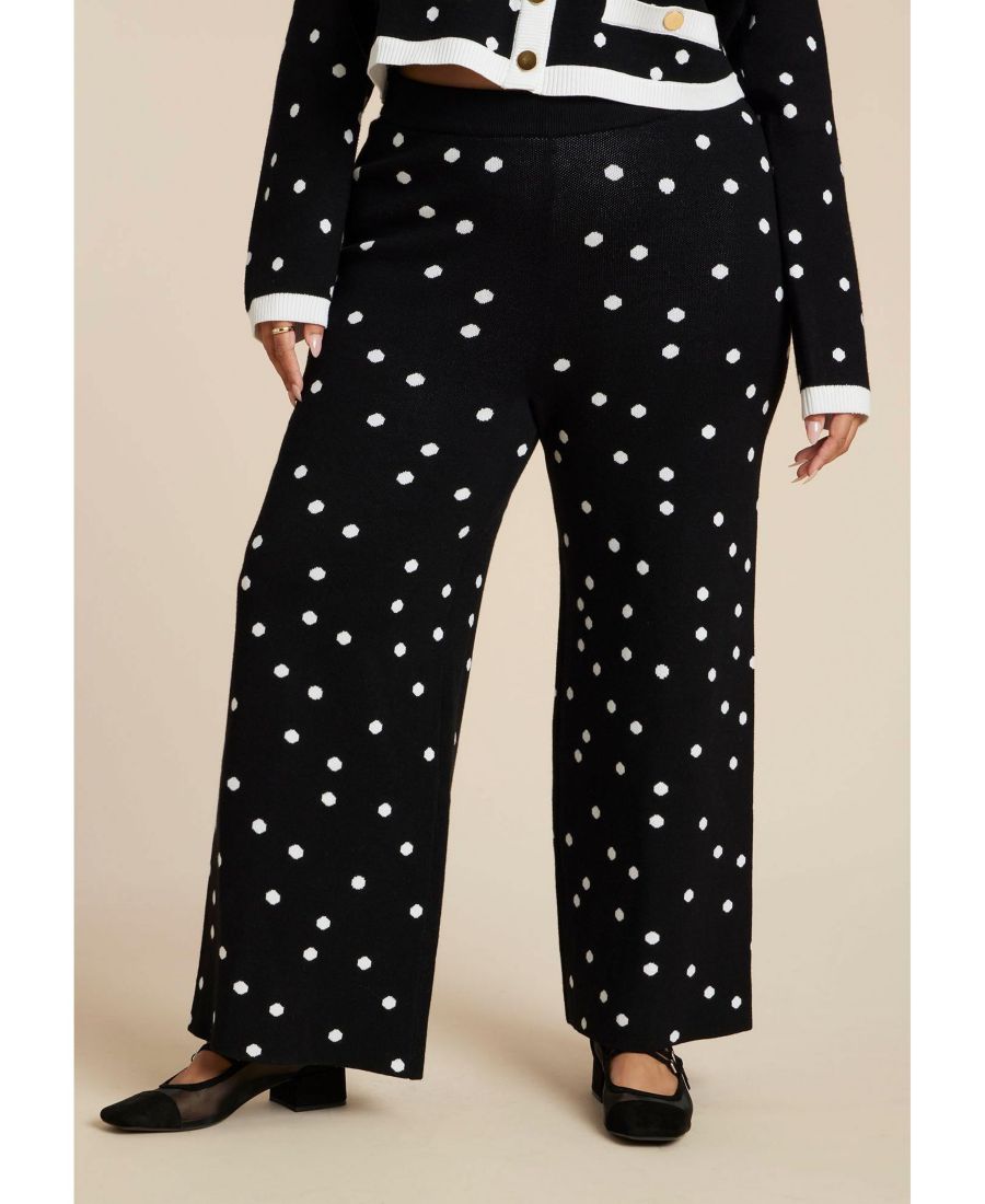 

Женские брюки больших размеров в горошек с интарсией ELOQUII, Twin dots black