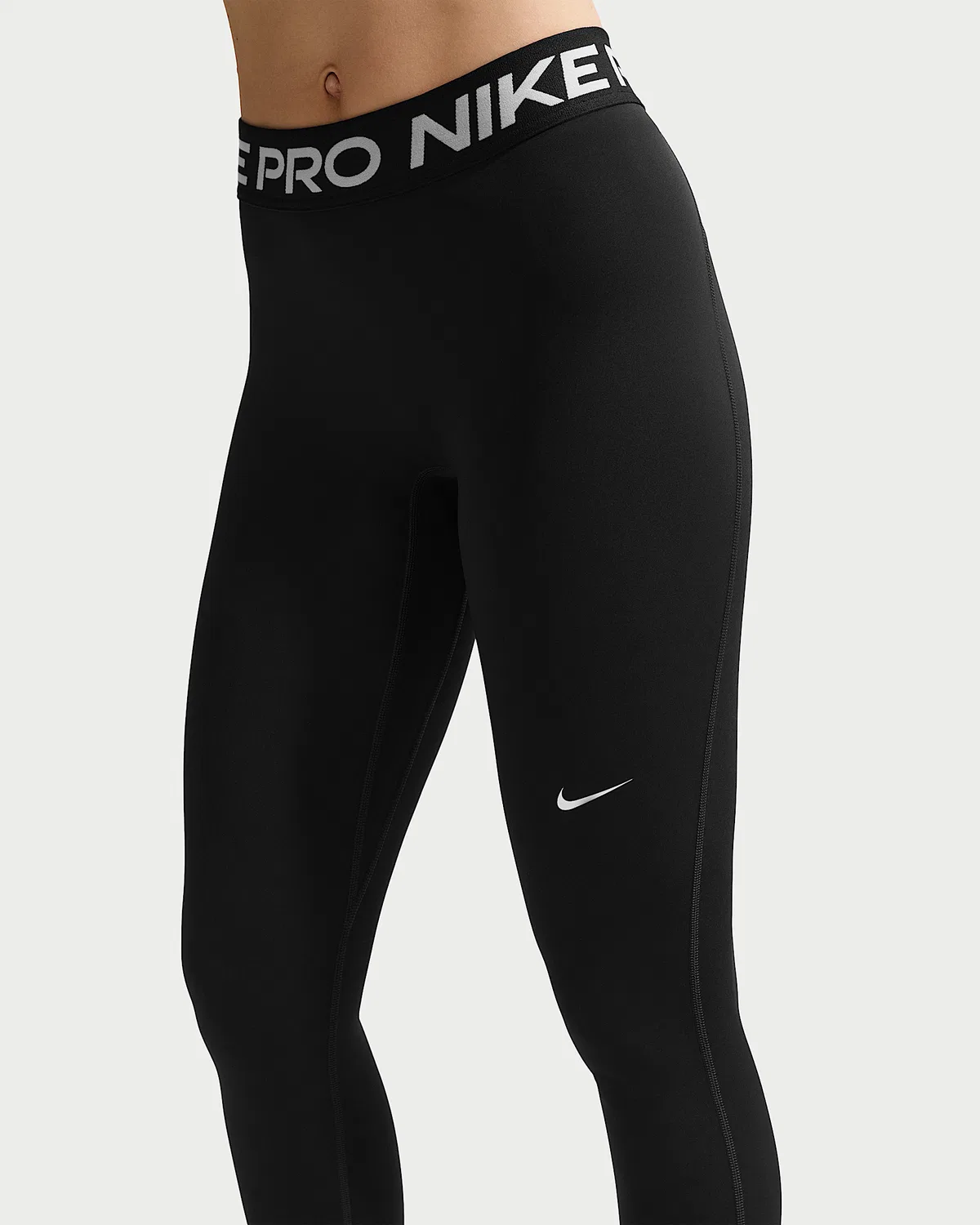 Женские леггинсы Nike Pro с завышенной талией, полная длина, Black/Black/White — фото 2